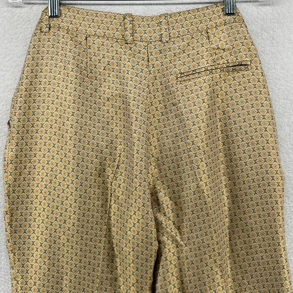 SEZANE Pants 38 Gustavo Floral Jacquard Tapered Ankle Trouser High Waist Beige - Picture 6 of 16